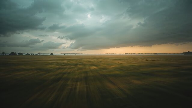 Soft-focus countryside field great for background - pre-storm feel