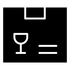 Fragile Package Glyph Black Silhouette Icon Vector Design - Package with fragile symbol, representing careful shipping, breakable items, or safety marking