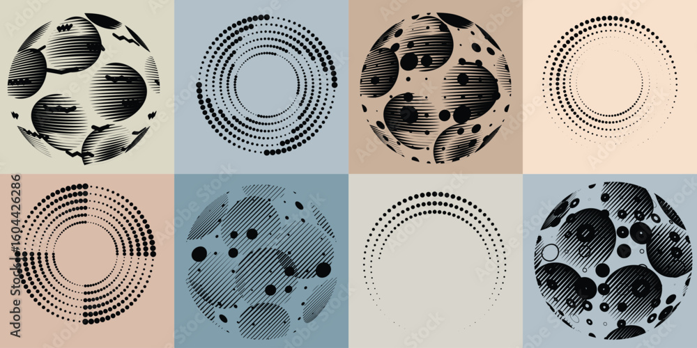 Fototapete lines and dots in circle form .rotate rounded shape vector .rotating dots form a circle .rotating an