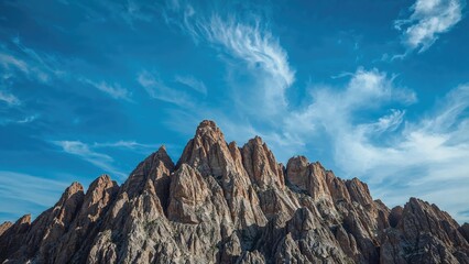 Natural landscape featuring bright blue sky and sharp stone formations