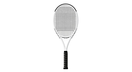 Isolated tennis racket illustration in a minimalist design, on a white background offering a clean and simple visual for sporting equipment concept