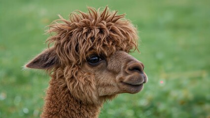 Obraz premium Stylish brown alpaca flaunting a unique haircut