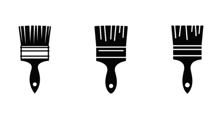 A black paint brush with three stripes set