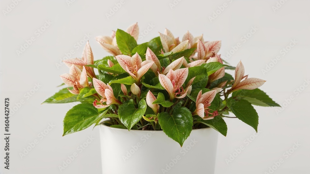 Poster begonia semperflorens displayed in a white container