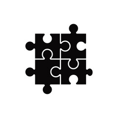 A black puzzle pieces with white background