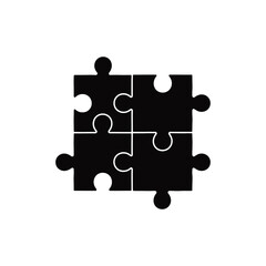 A black puzzle pieces with white background