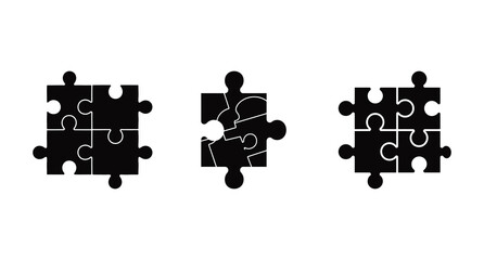 A black puzzle pieces with white background