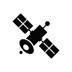 A black satellite with a white background