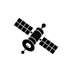 A black satellite with a white background