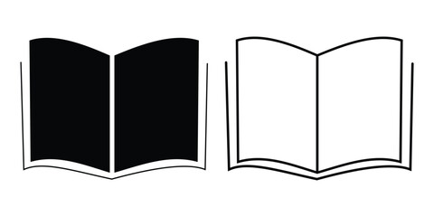 Book icon set. Education sign fill and outline symbol library icon web graphic design. Modern open book icons, vector illustration sign isolated on white background. Education and literature sign.