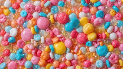 Obraz premium Artistic flat lay display of gummy sweets with a modern vibe