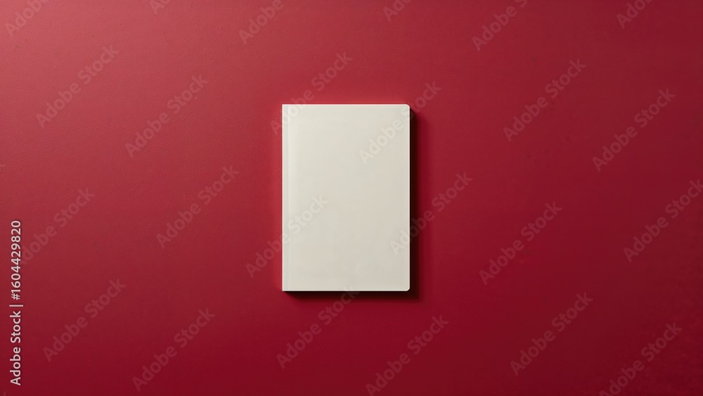 Poster unfilled notepad resting on a ruby-colored backdrop