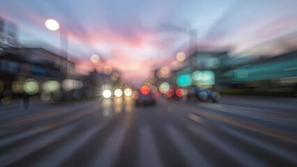 Fototapeta premium Out-of-Focus Vibrant Street Lights with Soft Pastel Tones, Abstract Backdrop
