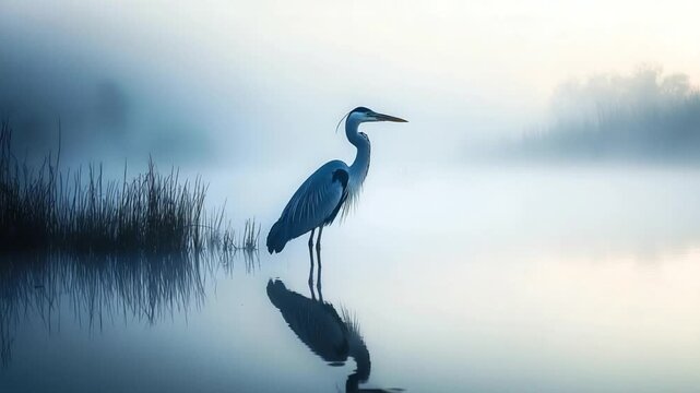  heron in wetland of somerset levels video