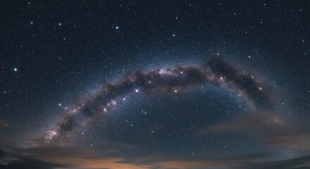 The majestic milky way galaxy arches across a vast expanse of stars in the night sky
