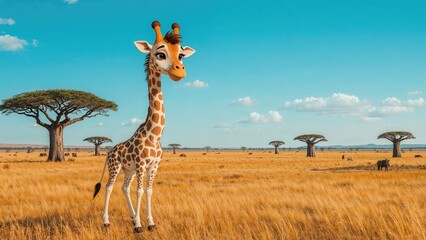 Fototapeta premium Free-ranging wild giraffe