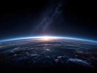 Obraz premium 宇宙から見た夜明けの地球