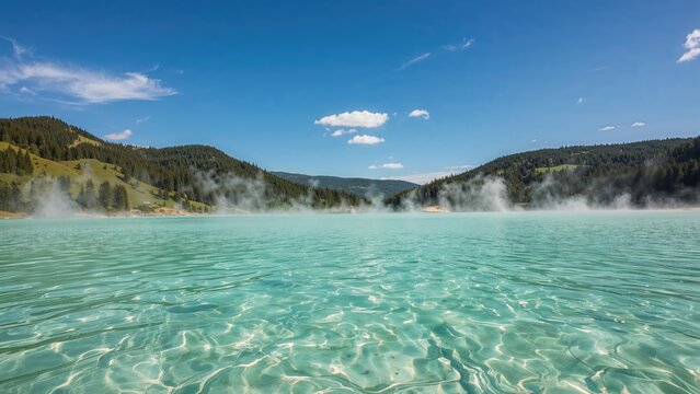 Thermal spring lakes in a volcanic region