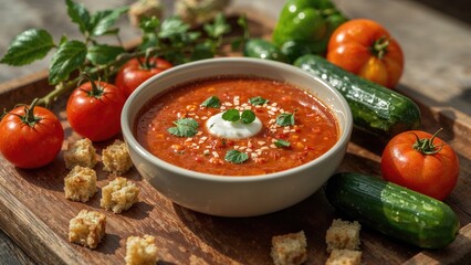 Refreshing Spanish cold tomato soup
