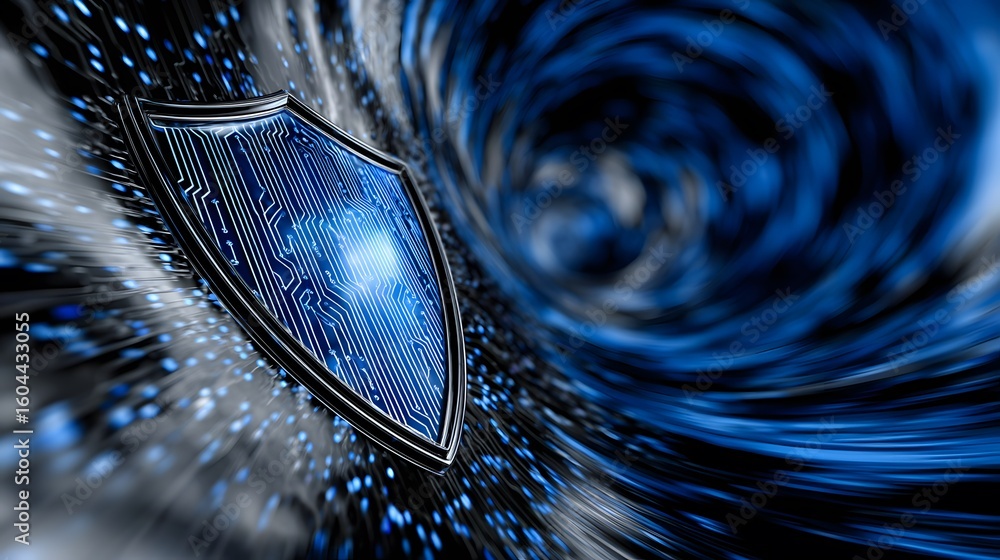 Poster digital shield with circuit pattern against vortex