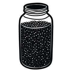 Nutritionist element isolated chia seeds jar on white background