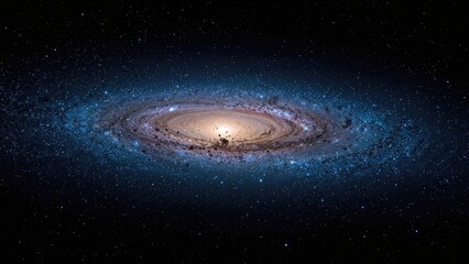 Spectacular photograph of a star-filled blue galaxy