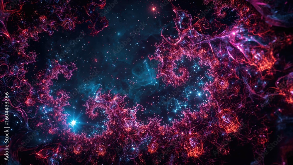 Poster abstract backdrop with futuristic fractal design