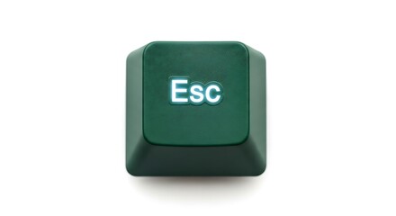 Close-up of a green Escape (Esc) key from a computer keyboard