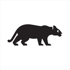 Fototapeta premium Silhouette of a black panther walking with its head turned