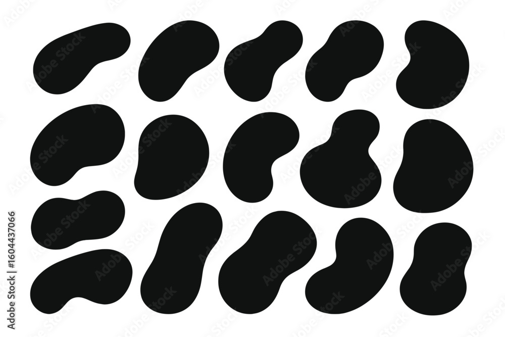 Poster set of abstract organic blob shapes. vector illustration of irregular, random liquid forms. modern m