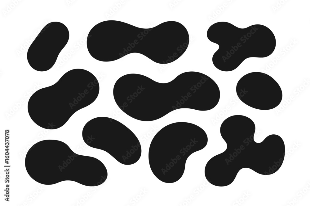 Poster abstract black blob shapes vector set. irregular organic liquid forms. modern minimalist graphic des