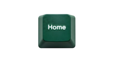 Green Home Key Button on White Background