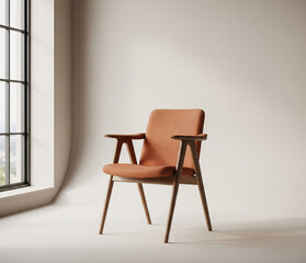 Stylish Chair Mockup In Minimalist Living Space With Large Window