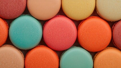 Fototapeta premium A detailed shot showcasing an assortment of brightly colored macarons