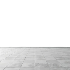 A view of a tiled floor a solid wall isolated on transparent background