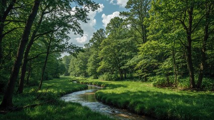 Thicket of Trees Cloaked in Fresh Green Leaves