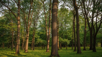 Nature scene featuring green trees and outdoor light