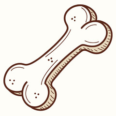 Cartoon Bone Vector Rounded and Curved Bone Illustration with Shaded Detailing for Pet, Anatomy, or Game Design Themes