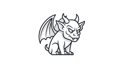 Fototapeta premium Monochrome Illustration Featuring a Cartoon-Styled Winged Creature with Horns, Displaying an Exaggerated Expression