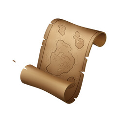 Aged Parchment Treasure Map Scroll:  Mysterious Island Adventure Illustration