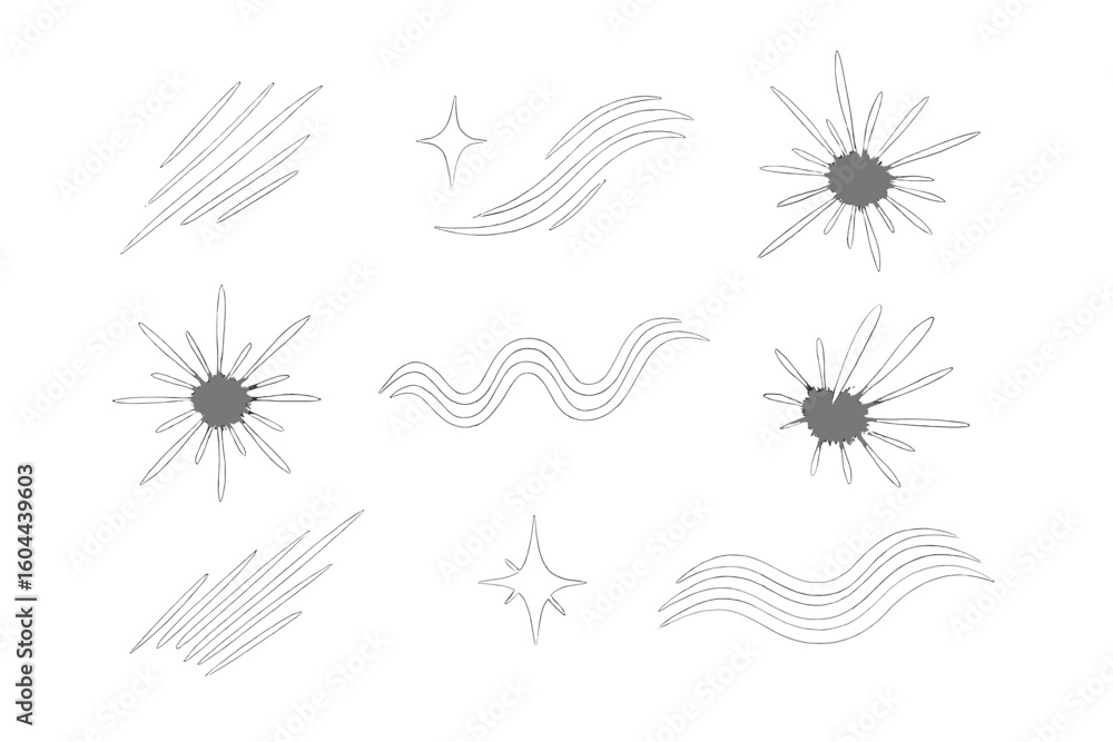 Poster dynamic line sparkle and line movement elements for graphic design. abstract motion lines, spark bur