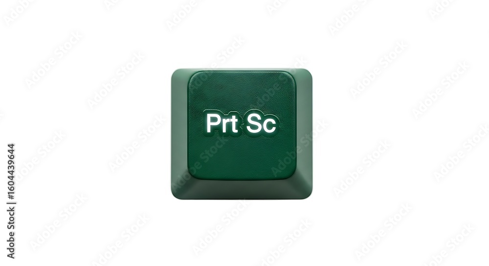 Poster close-up of a green prt sc key from a computer keyboard