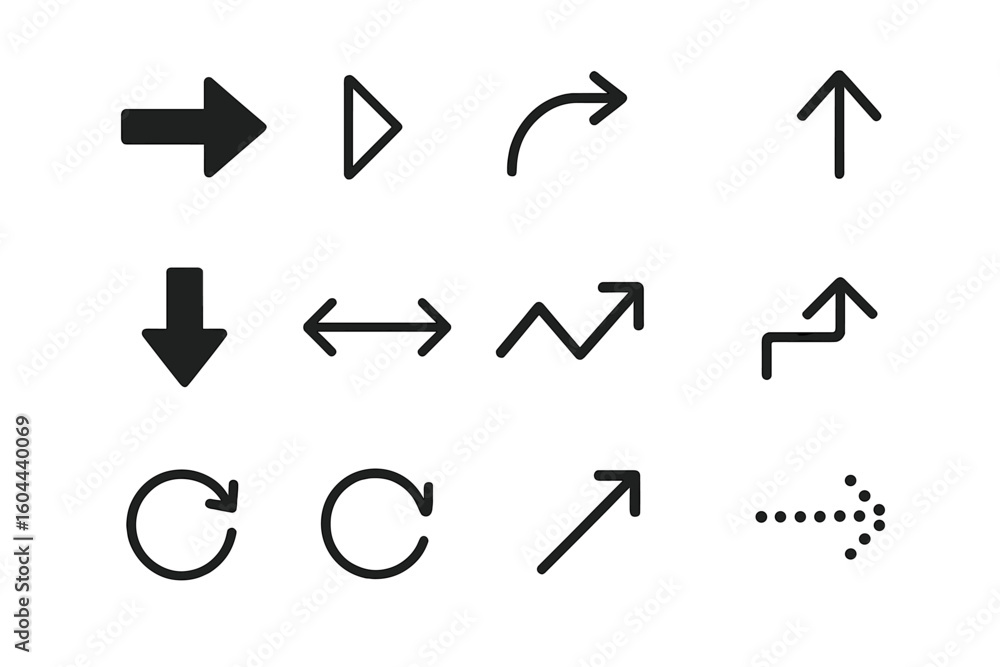 Poster big set of black vector arrows. arrow icon collection. various styles for navigation, direction, or 