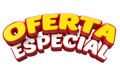 Texto 3D OFERTA ESPECIAL vermelho e amarelo com render 3D realista para campanhas de marketing
