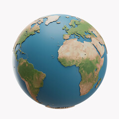 3D Globe Icon with Glossy Ocean Texture