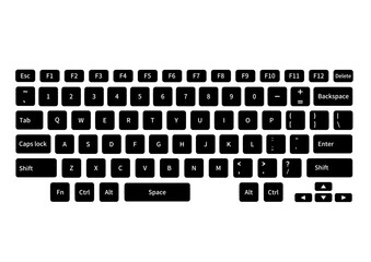シンプルな黒色のキーボードイラスト
