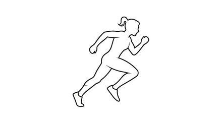 Fototapeta premium Line Art Depicting a Female Runner in Motion Emphasizing Physical Activity and Sport Representing Speed and Fitness Concept
