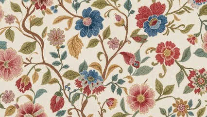 Traditional floral art motif with intricate embroidery details