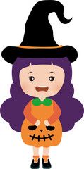 Cute Halloween Costume Witch Girl