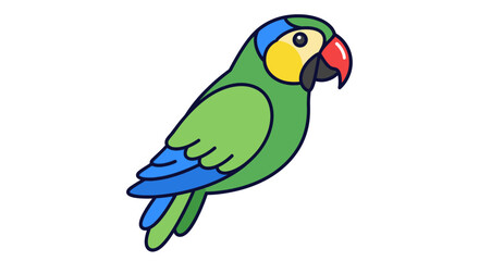 Obraz premium Vibrant Tropical Parrot Illustration with Clean Lines and Bold Color Palette isolated on white background